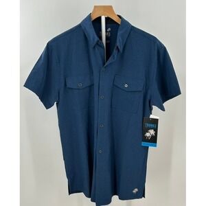 Trunks Surf & Swim Co Mens‎ Medium Moody Blue Chambray Stretch Shirt TS219-2 NEW